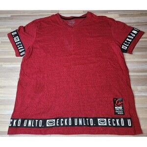 Ecko Unltd Y2K Tape Logo Maroon Black Cotton Blend T-Shirt Men's Size Large READ